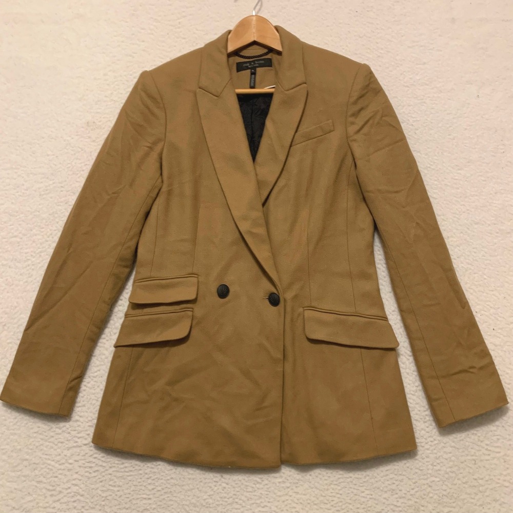 Rag & Bone New York Double Breasted Tailored Blazer Jacket Womens 6 Camel Tan